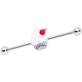 14G Red White Sprinkle Cherry Cupcake Industrial Barbell 38mm