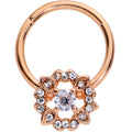 16G  3/8 Clear Gem Rose Gold Tone Wreath Hinged Segment Ring