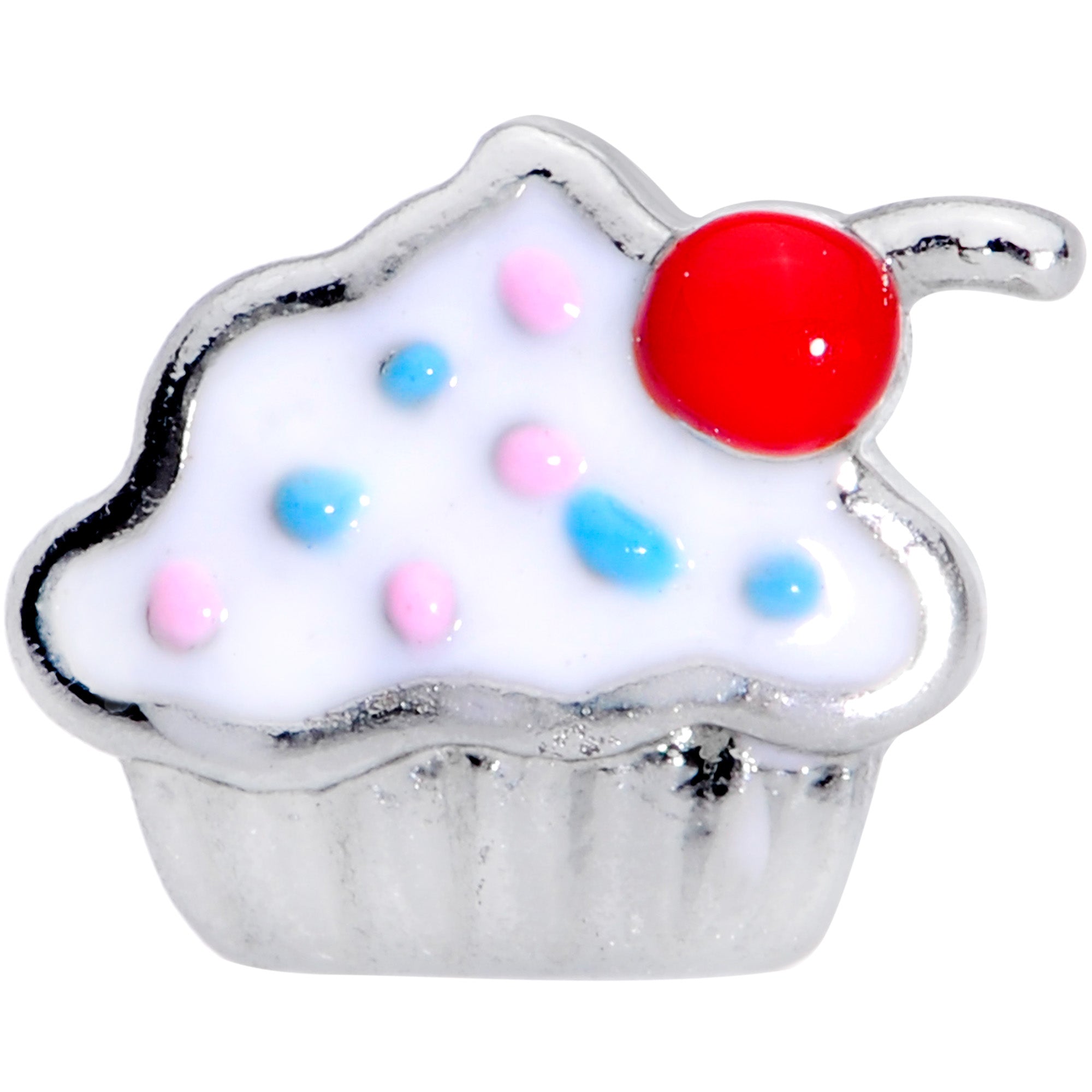 16G 1/4 Red White Sprinkle Cherry Cupcake Cartilage Tragus
