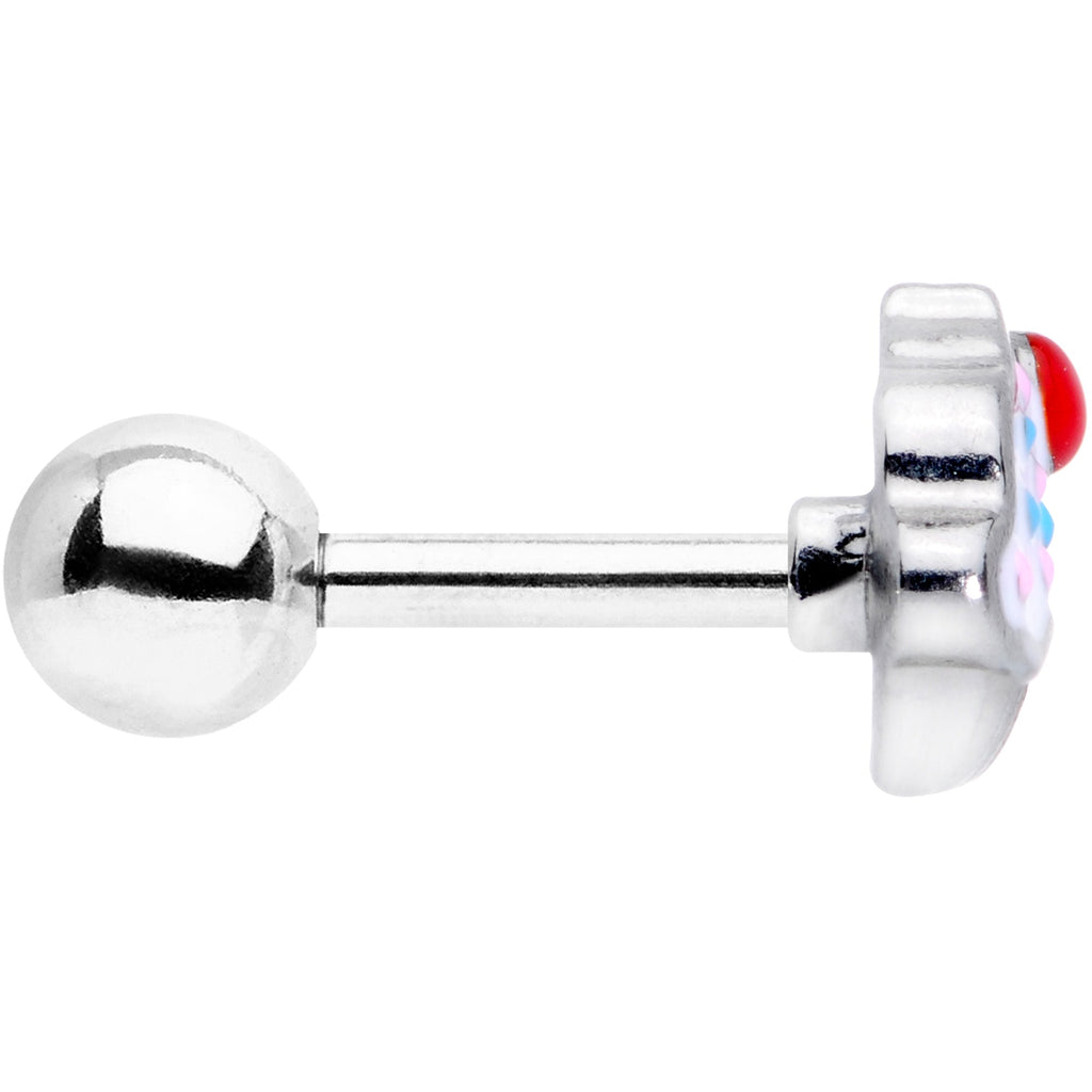 16G 1/4 Red White Sprinkle Cherry Cupcake Cartilage Tragus