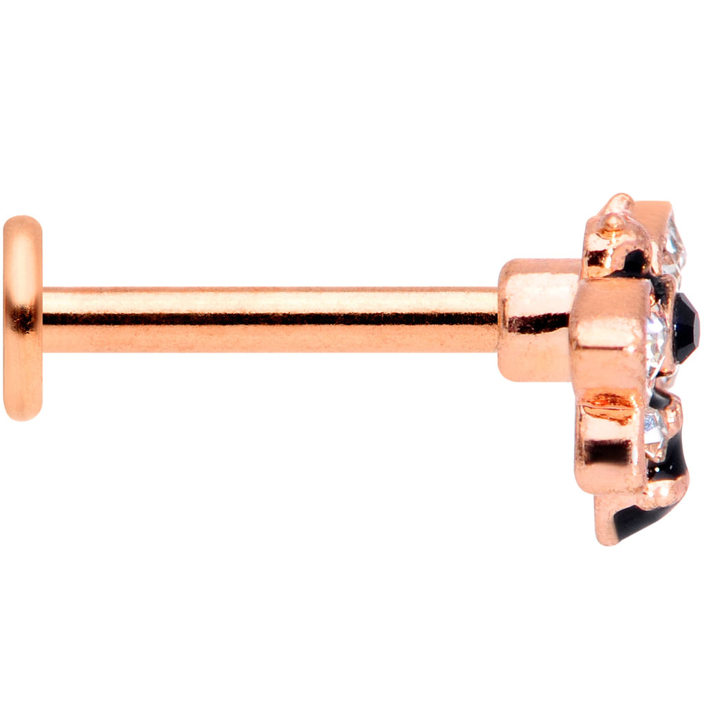 16G 5/16 Clear Black Gem Rose Gold Tone Bee Labret Monroe Tragus