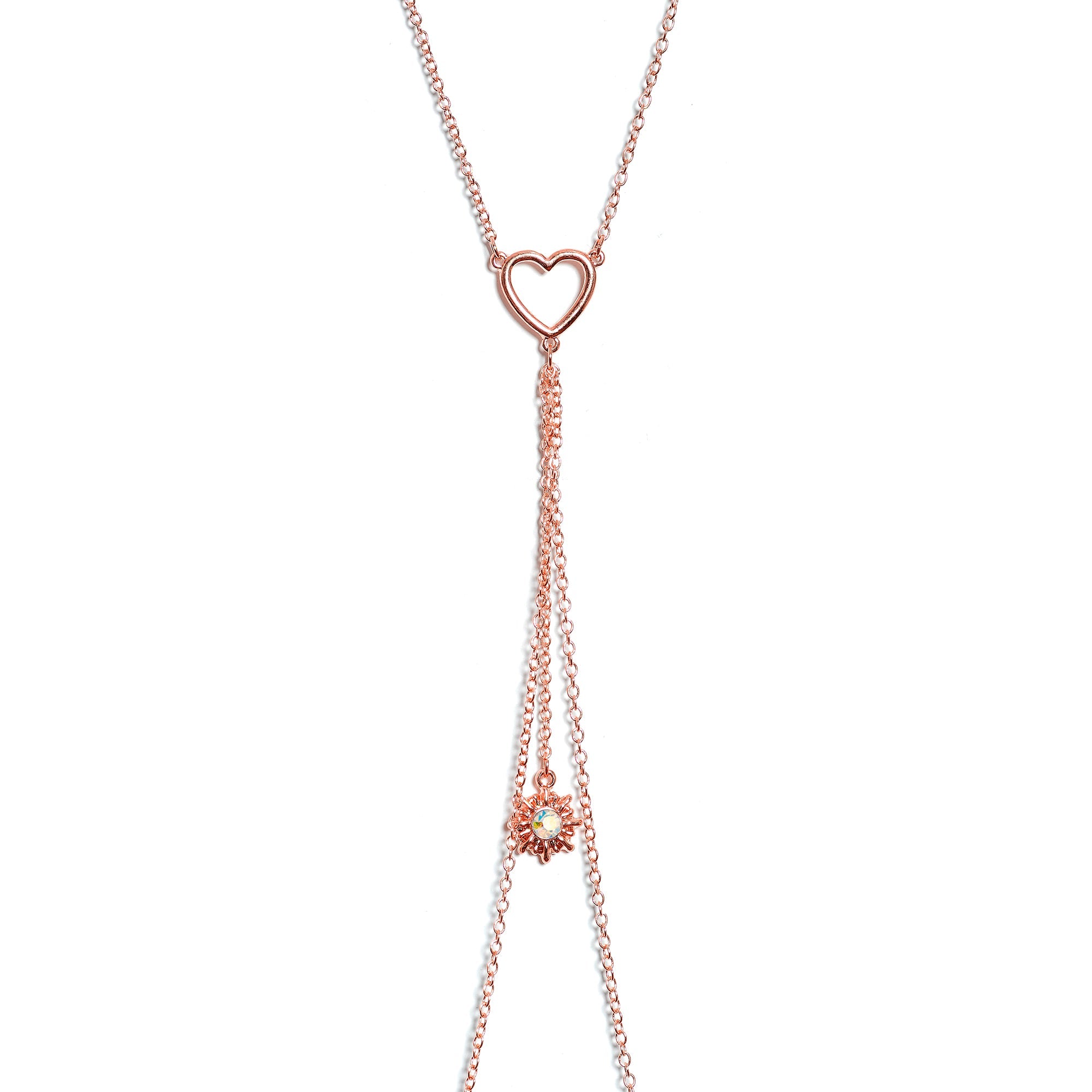 14G 5/8 Aurora Gem Rose Gold Hue Star Sun Nipple Chain Necklace