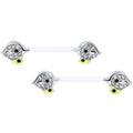14G 9/16 Clear Gem Clear Bioplast Mom Bird Barbell Nipple Ring Set