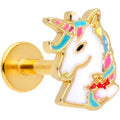 16G 5/16 Gold Tone Rainbow Unicorn Labret Monroe Tragus