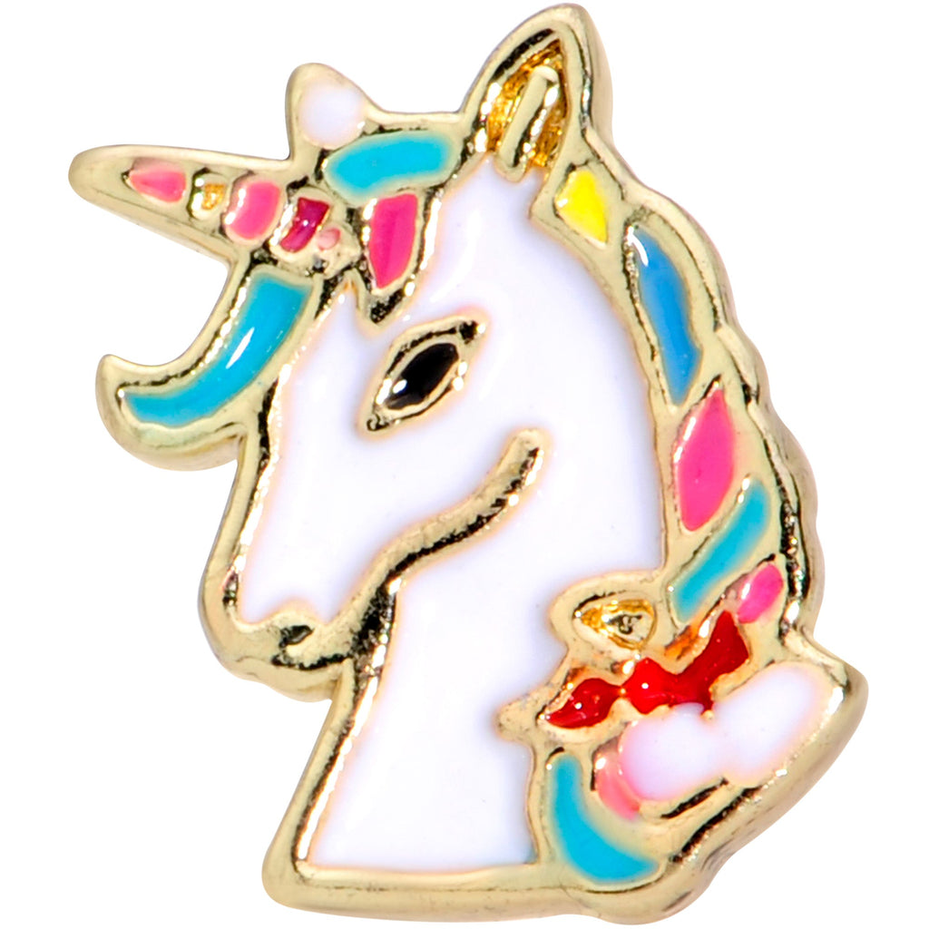 16G 5/16 Gold Tone Rainbow Unicorn Labret Monroe Tragus