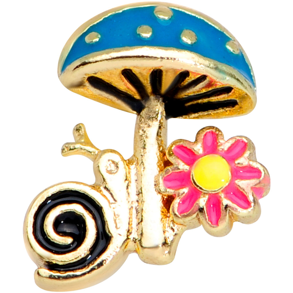 16G 1/4 Gold Tone Snail Flower Magic Mushroom Cartilage Tragus