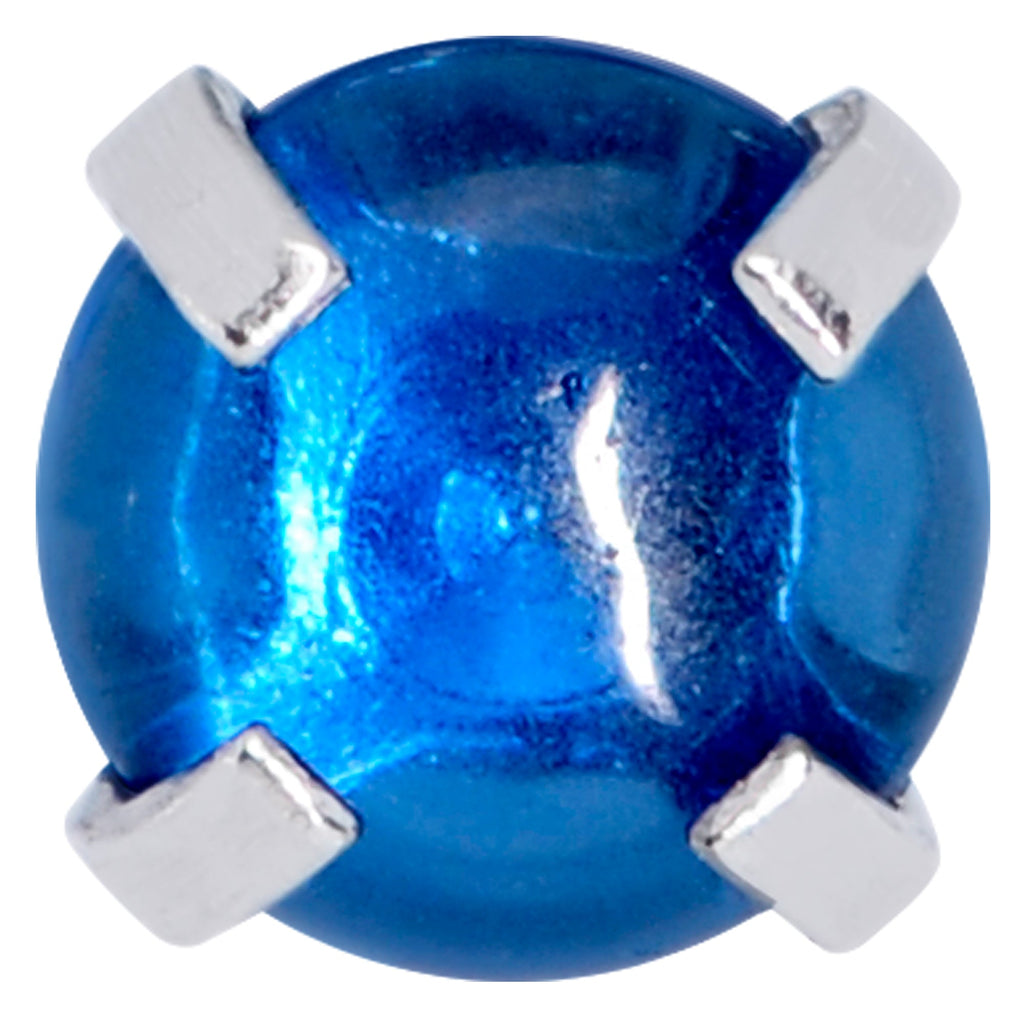 16G 1/4 Blue CZ Gem Smooth Hemisphere Cartilage Tragus Earring