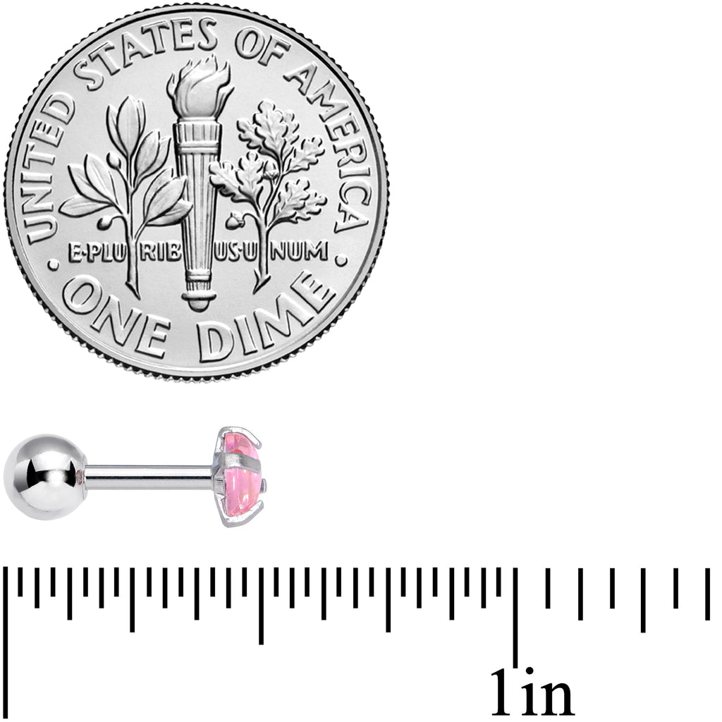 16G 1/4 Pink CZ Gem Smooth Hemisphere Cartilage Tragus Earring