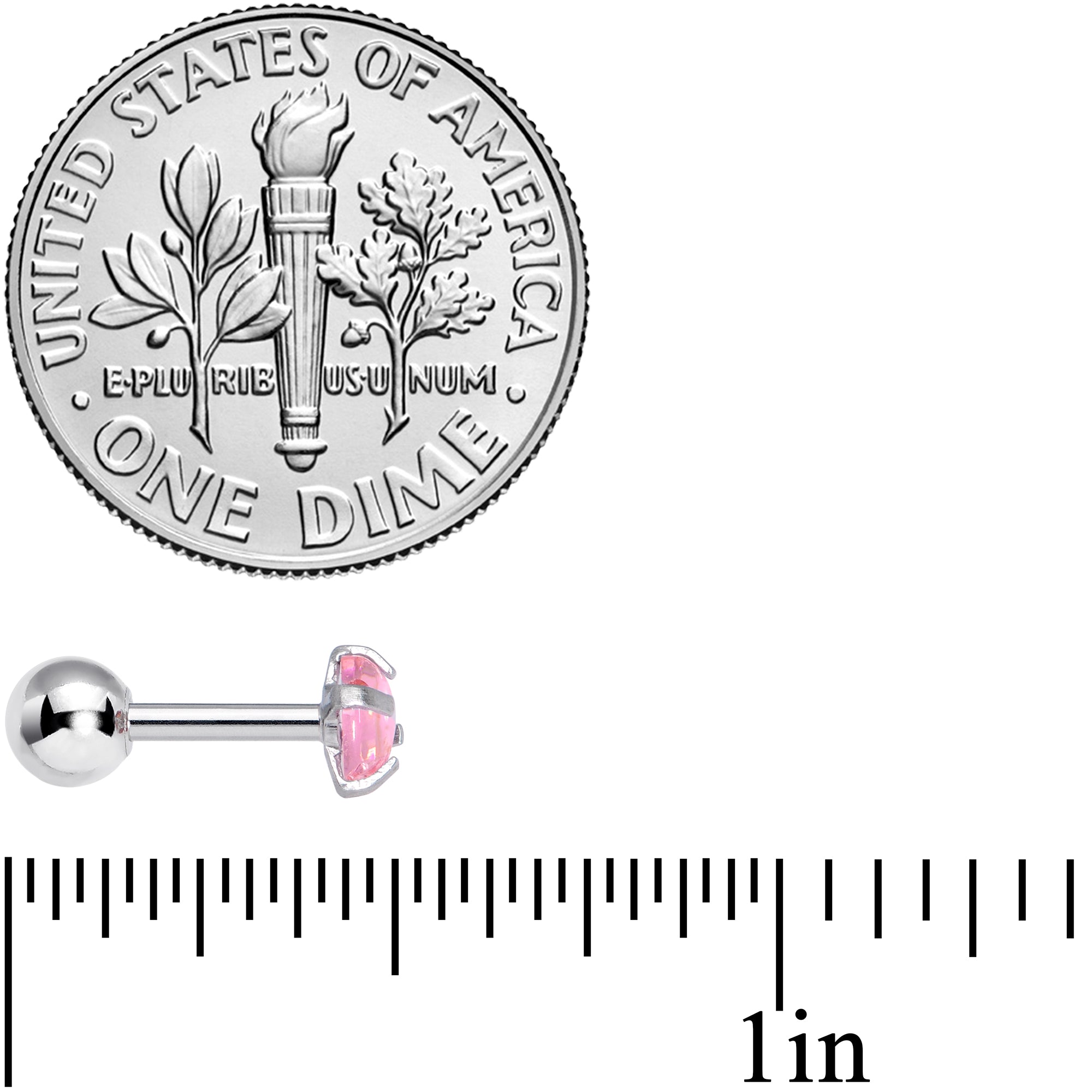 16G 1/4 Pink CZ Gem Smooth Hemisphere Cartilage Tragus Earring