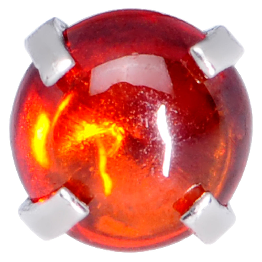 16G 1/4 Red CZ Gem Smooth Hemisphere Cartilage Tragus Earring