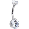 3/8 Clear CZ Gem Grade 23 Titanium Internally Threaded Belly Ring
