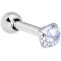 16G 1/4 Clear CZ Gem G23 Titanium 3mm Cartilage Tragus Earring