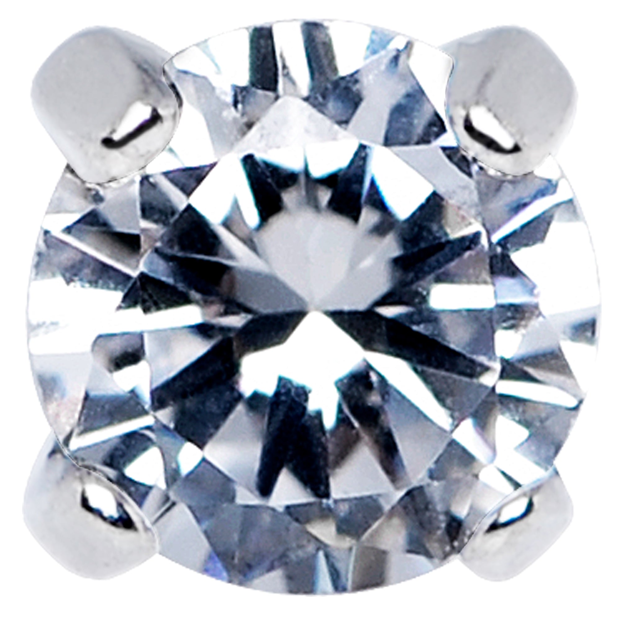 16G 1/4 Clear CZ Gem G23 Titanium 4mm Cartilage Tragus Earring