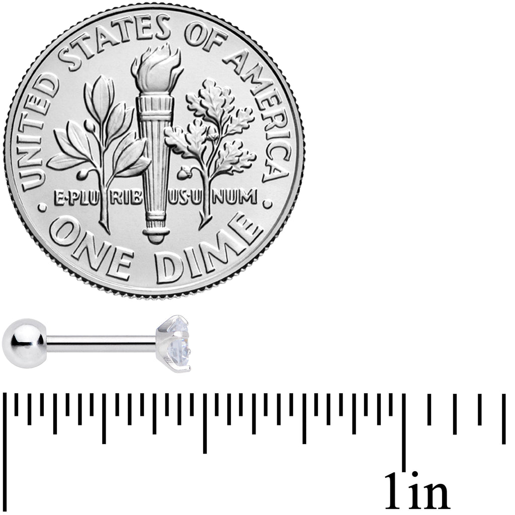 18G 1/4 Clear CZ Gem G23 Titanium 3mm Cartilage Tragus Earring