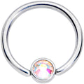 16G 3/8 Aurora Gem 4mm Disc BCR Ball Closure Ring