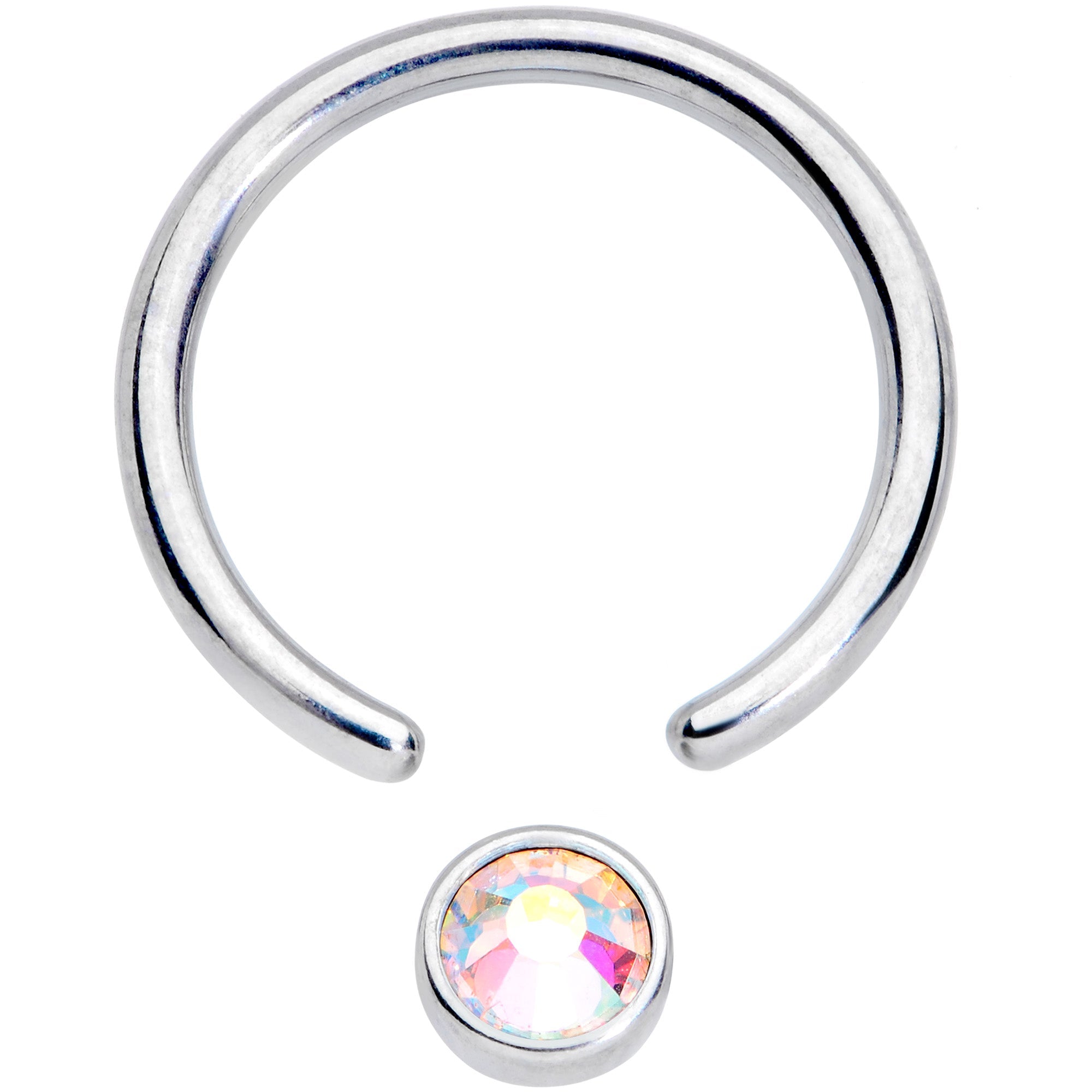 16G 3/8 Aurora Gem 4mm Disc BCR Ball Closure Ring