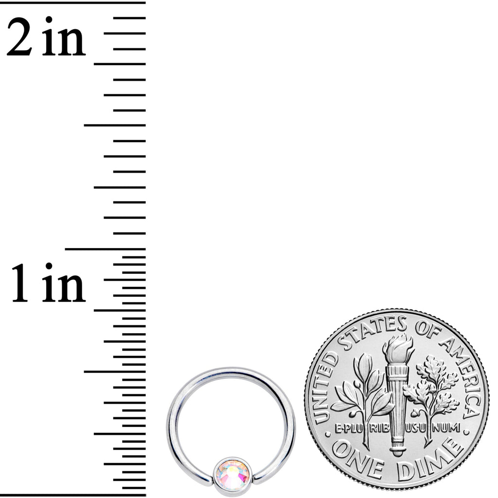 16G 3/8 Aurora Gem 4mm Disc BCR Ball Closure Ring