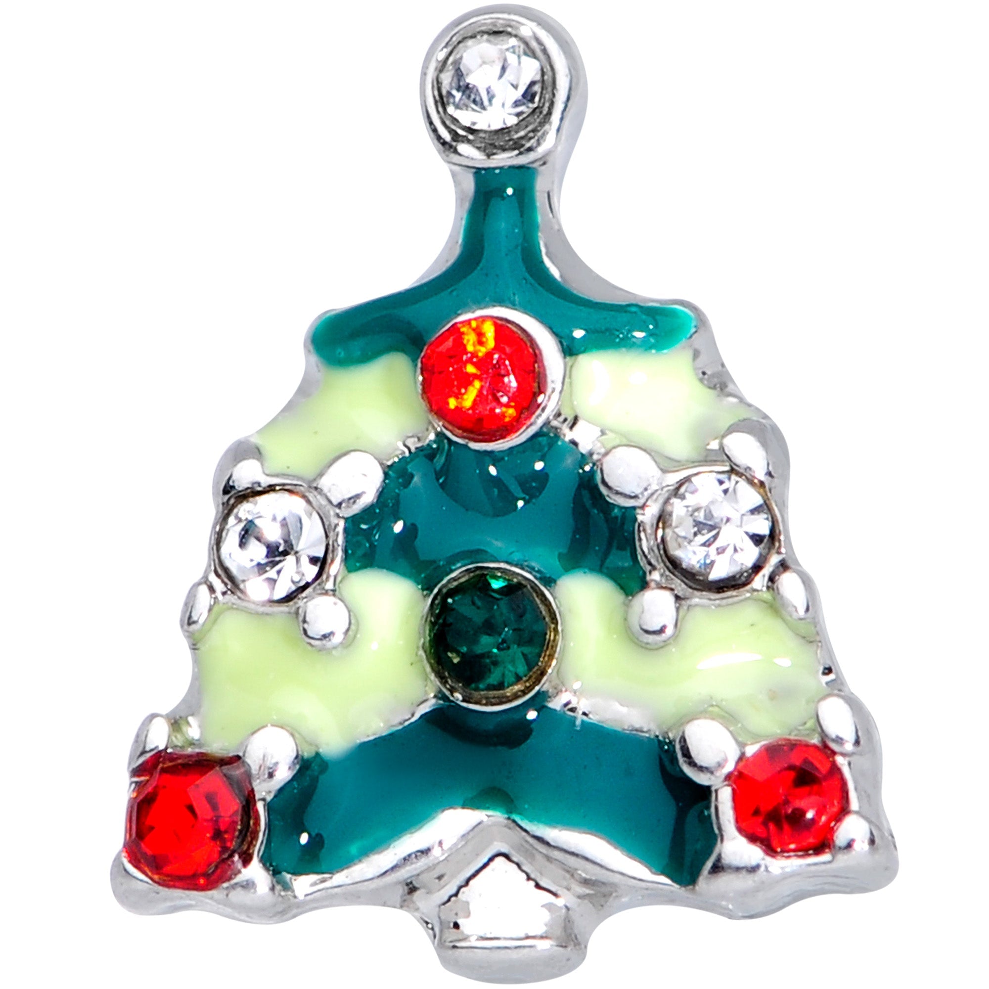 16G 1/4 Red Gem Christmas Tree Cartilage Tragus Earring