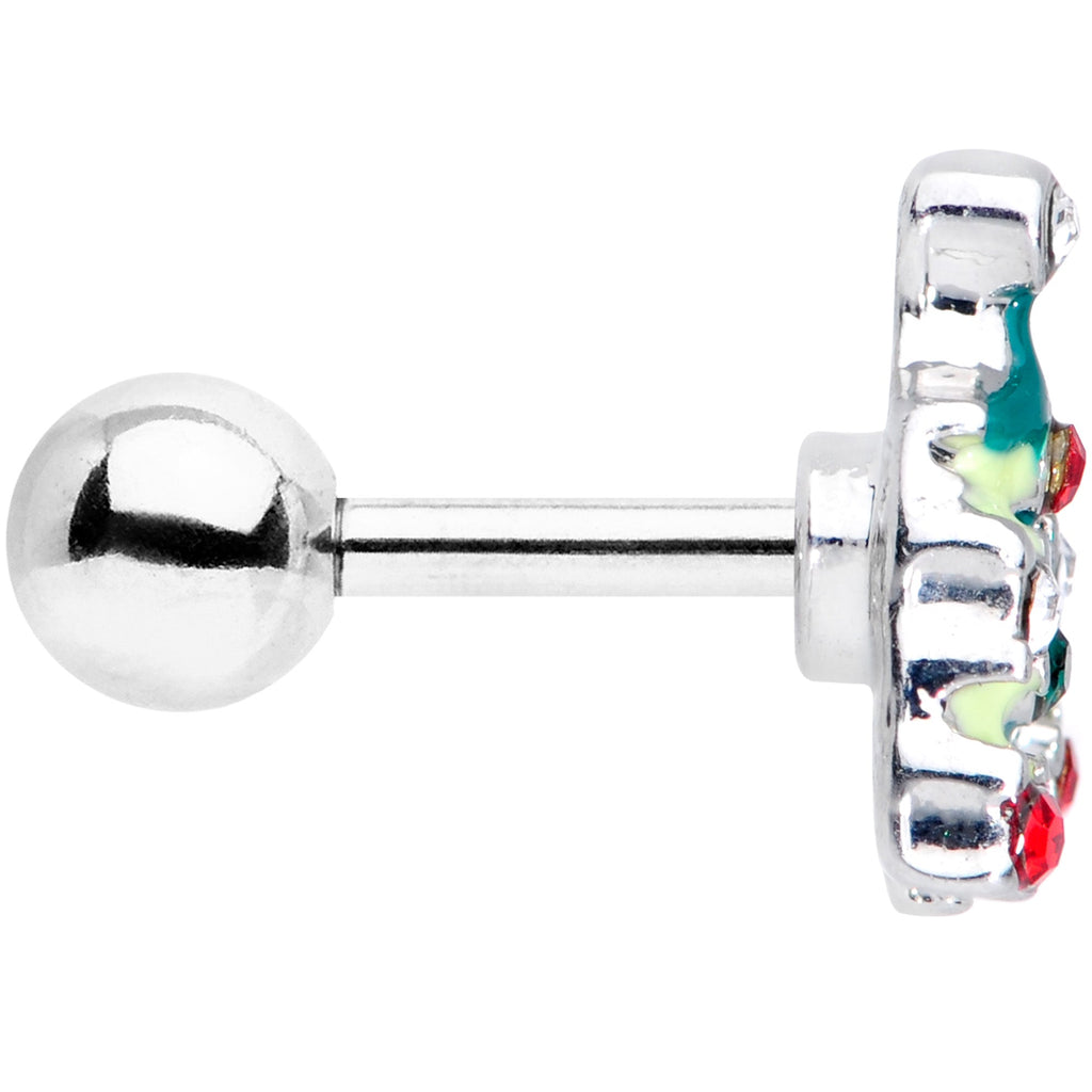 16G 1/4 Red Gem Christmas Tree Cartilage Tragus Earring