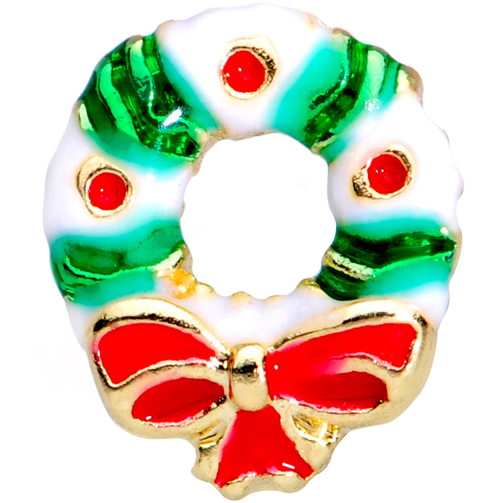 20G 1/4 Holiday Wreath Christmas Nose Bone