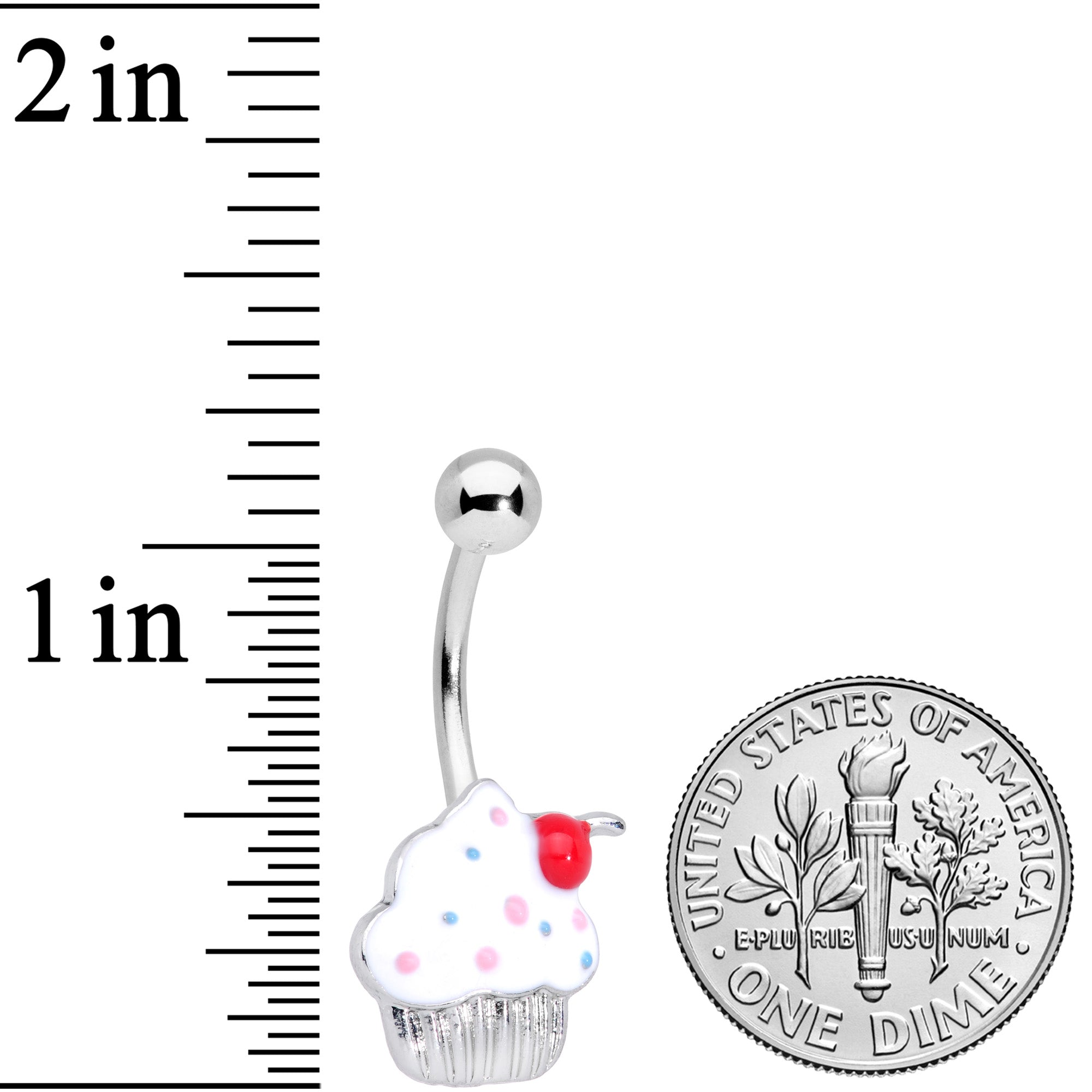 Red White Sprinkle Cherry Cupcake Belly Ring