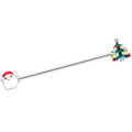 14G Red Gem Santa Christmas Tree Industrial Barbell 38mm