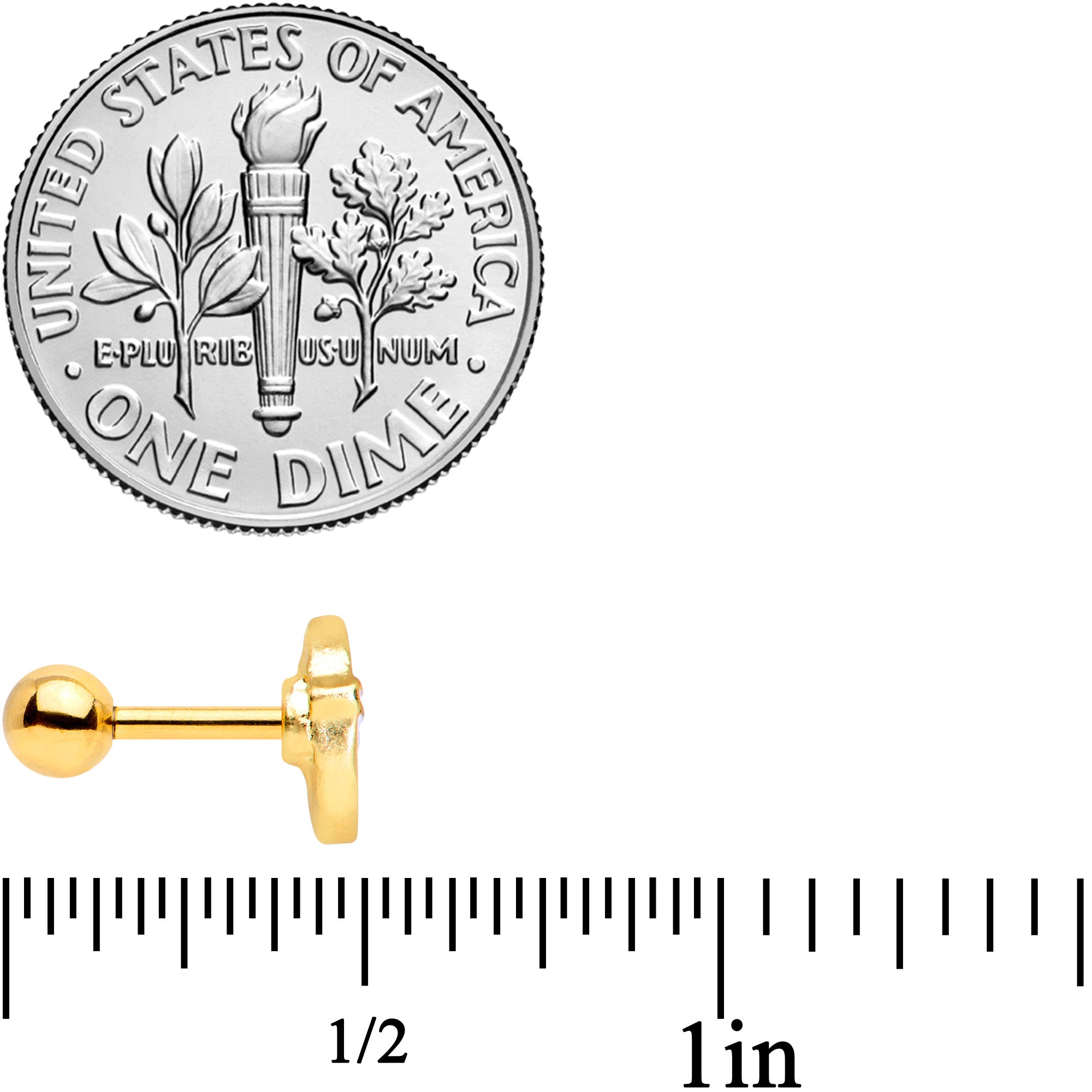 16G 1/4 Gold Tone Santa Claus Christmas Cartilage Tragus Earring