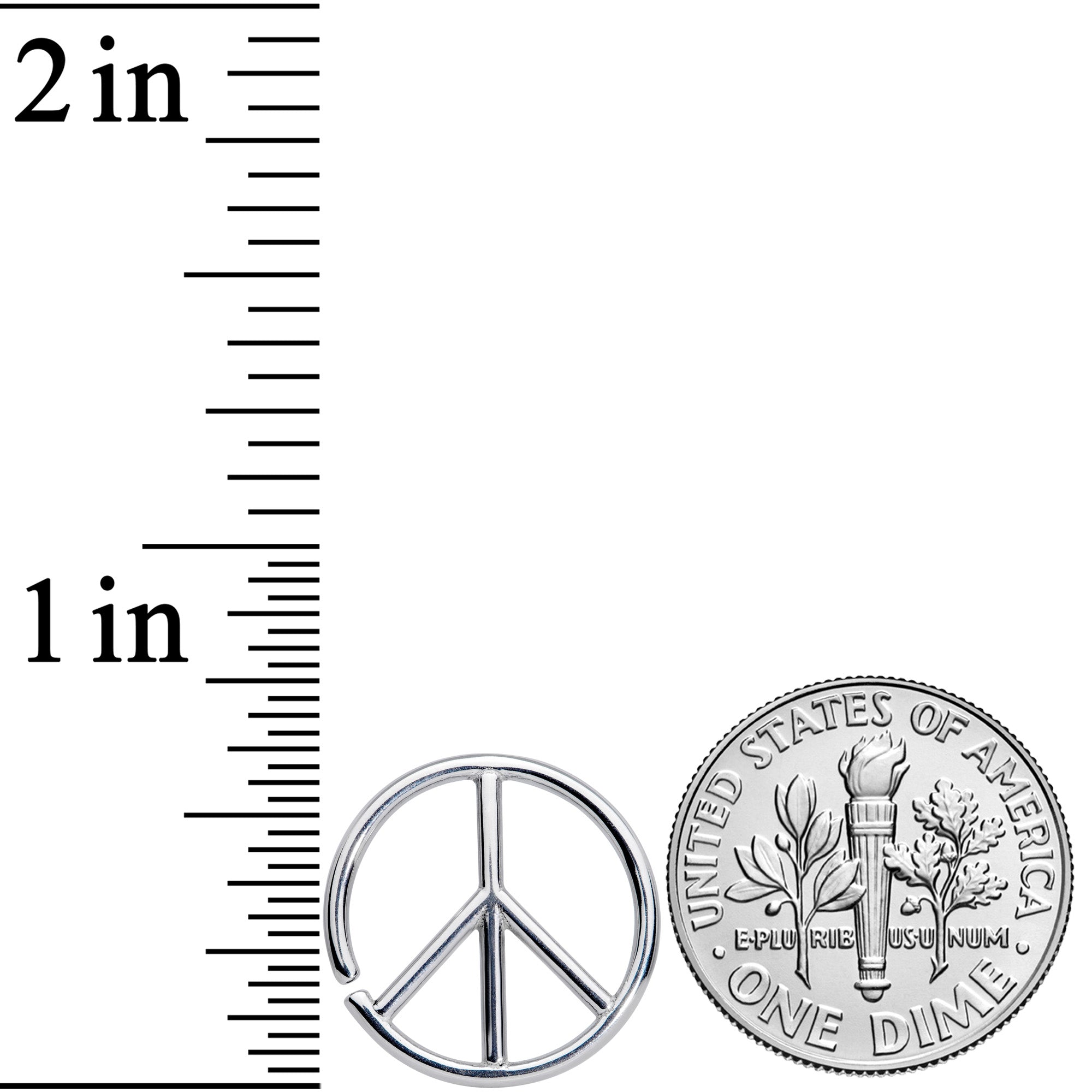 16G 1/4 Retro Peace Sign Closure Ring