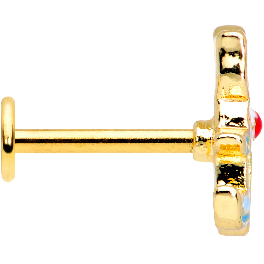 16G 5/16 Gold Tone Blue White Mermaid Cat Labret Monroe Tragus