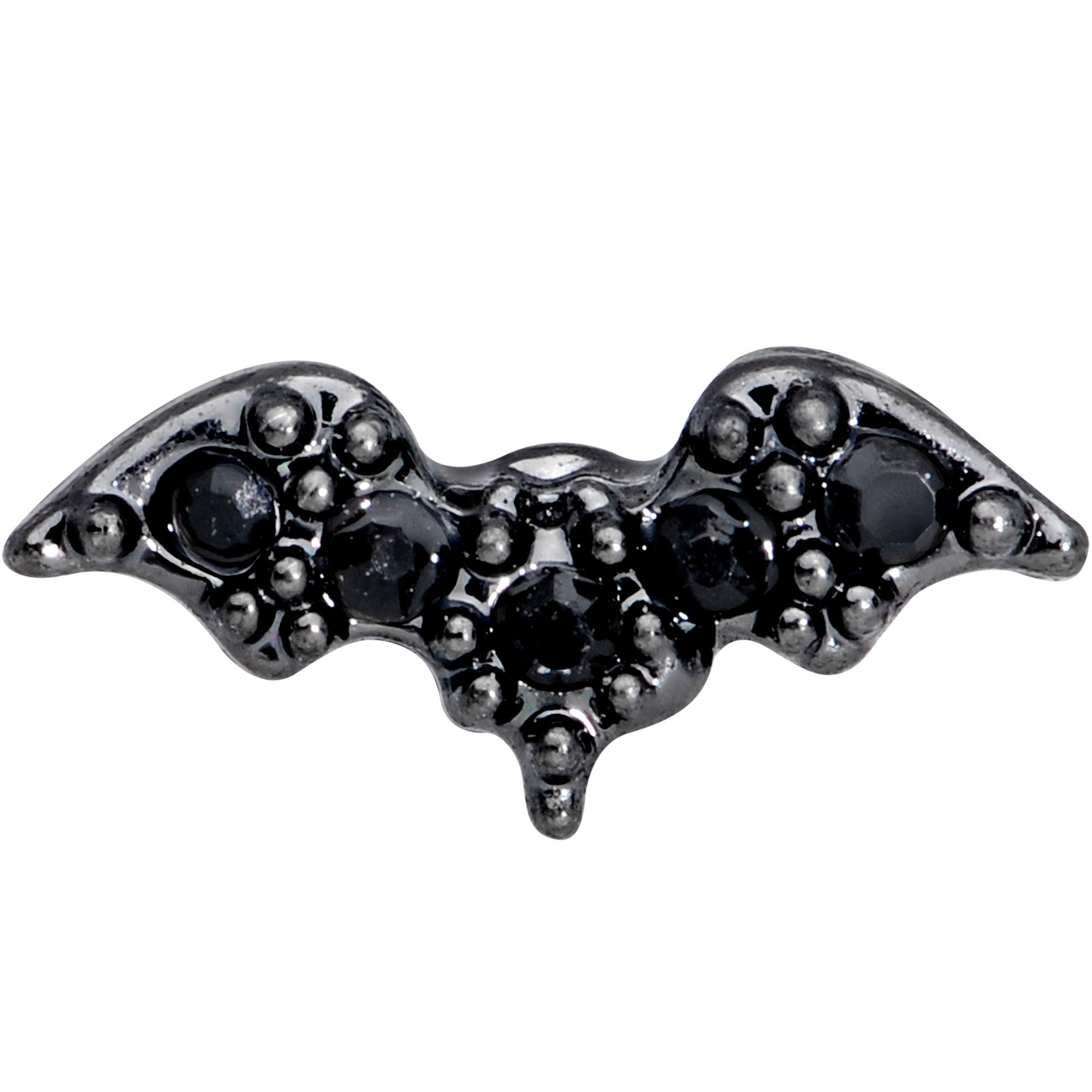 16G 1/4 Black Gem Black Bat Halloween Cartilage Tragus Earring