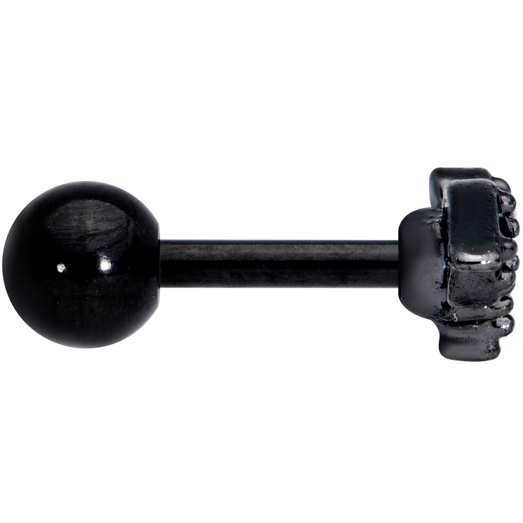 16G 1/4 Black Gem Black Bat Halloween Cartilage Tragus Earring