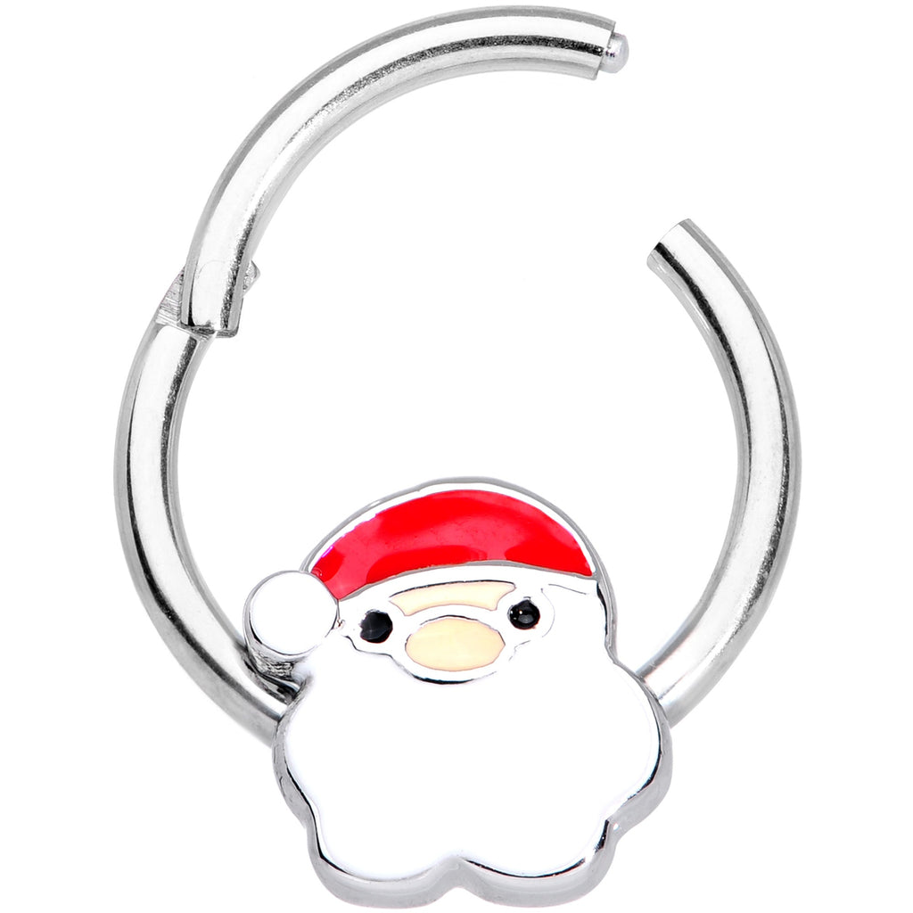 16G 3/8 Santa Claus Christmas Hinged Segment Ring