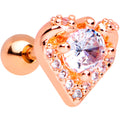 16G 1/4 Clear CZ Gem Rose Gold Tone Valentine Cartilage Tragus