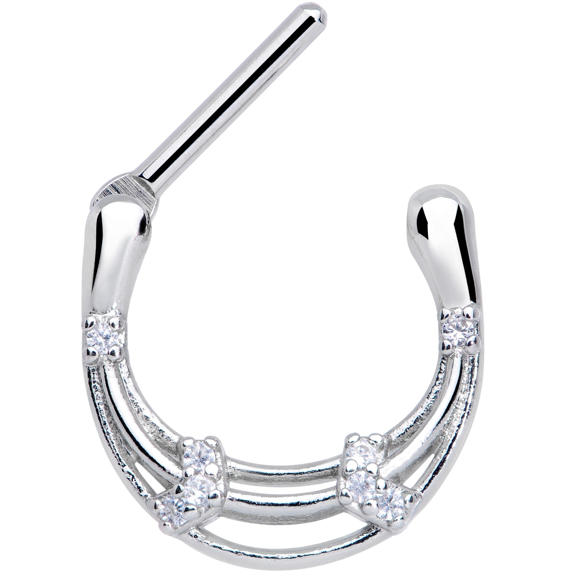 16G 3/8 Clear Gem Bands Open Loops Septum Clicker