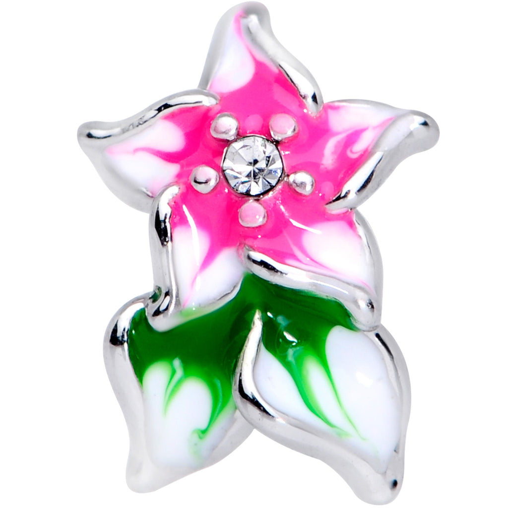 16G 1/4 Clear Gem Tropical Flower Cartilage Tragus Earring