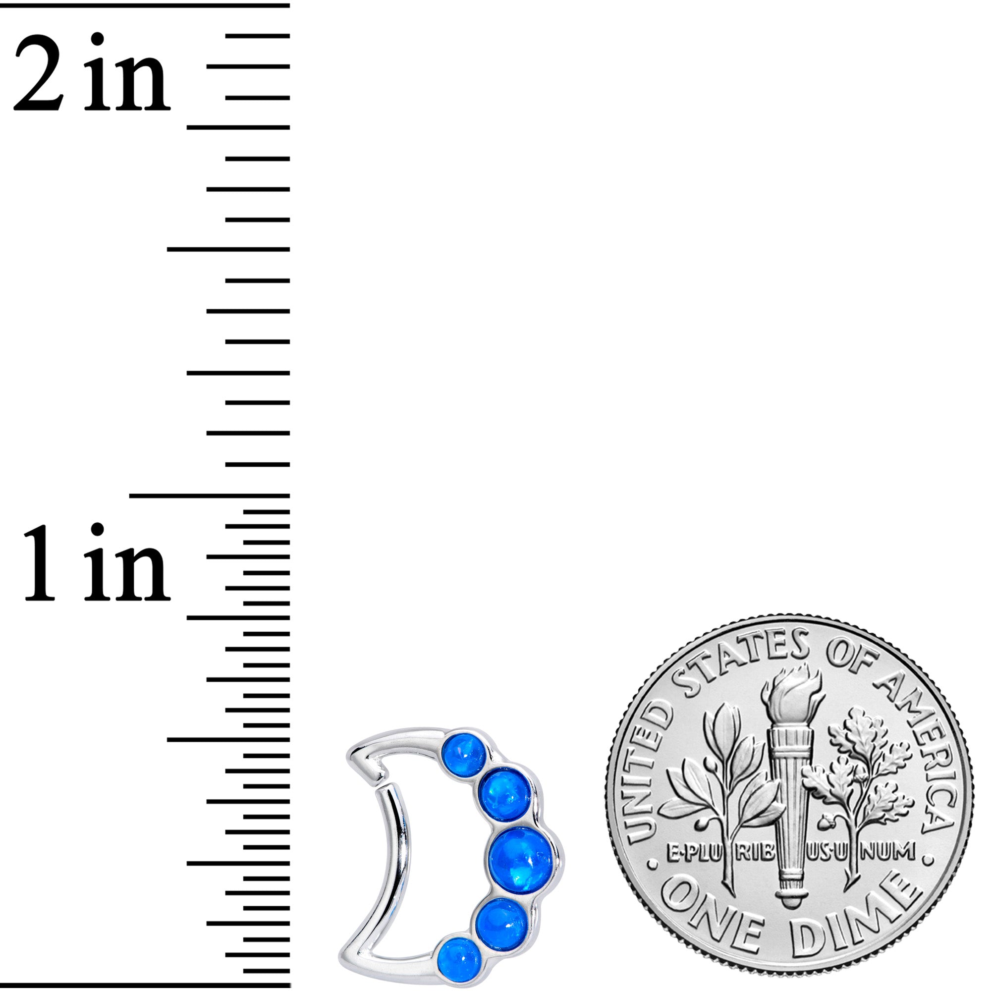 16G 3/8 Blue Orb Moon Left Ear Closure Ring