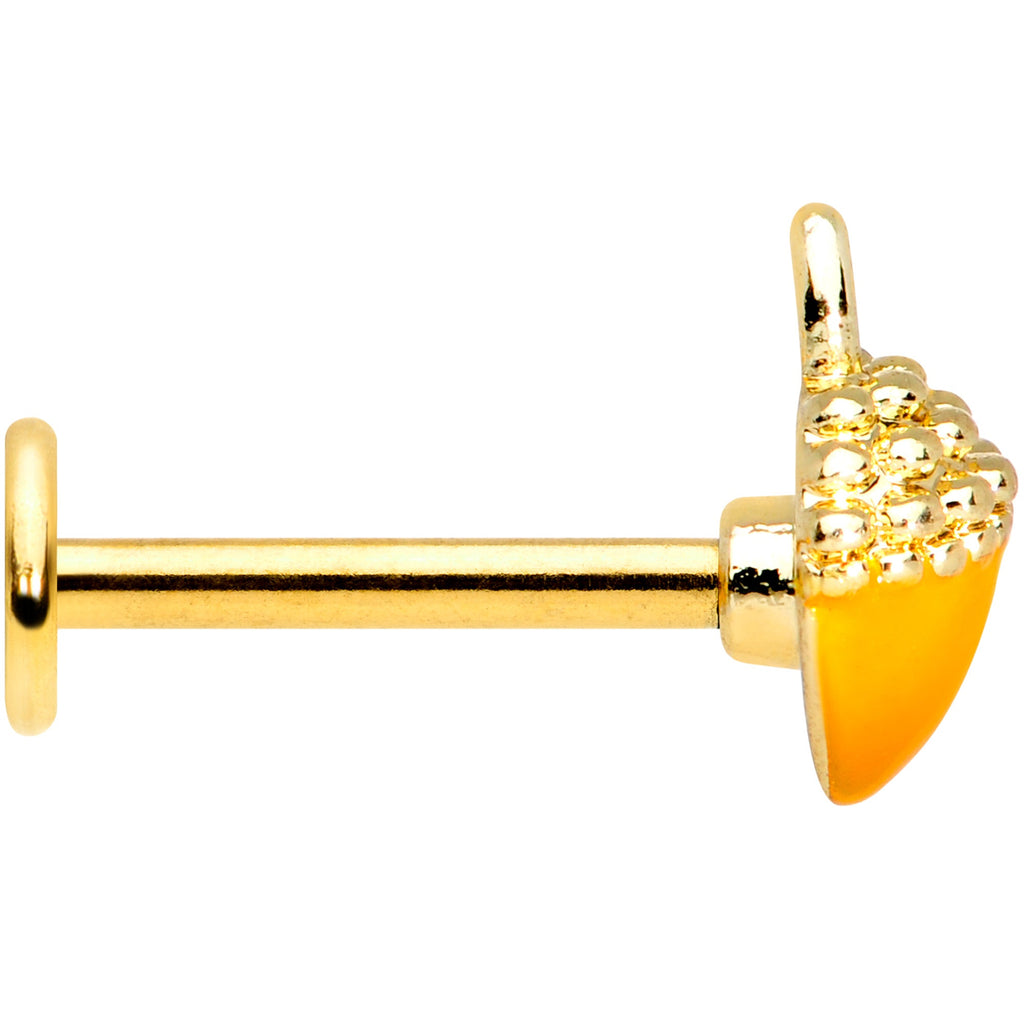 16G 5/16 Gold Tone Orange Acorn Labret Monroe Tragus