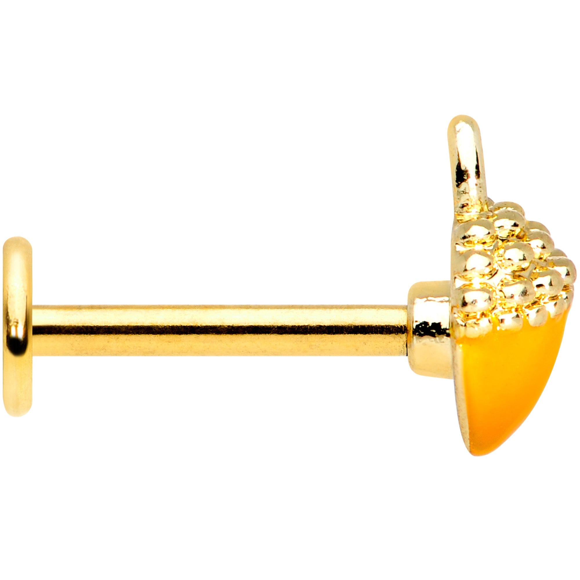 16G 5/16 Gold Tone Orange Acorn Labret Monroe Tragus