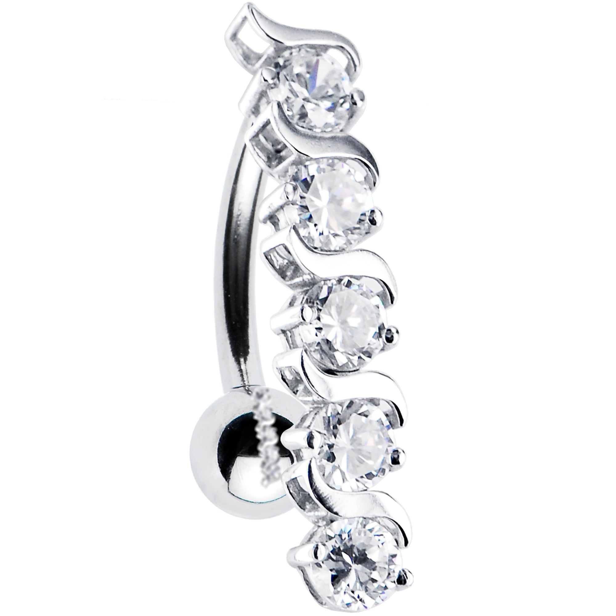 16G Solid 14K White Gold TOP DROP Cubic Zirconia DELIGHT Belly Ring