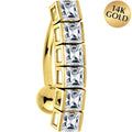 16G Solid 14K Yellow Gold Top Drop Princess Cubic Zirconia Belly Ring
