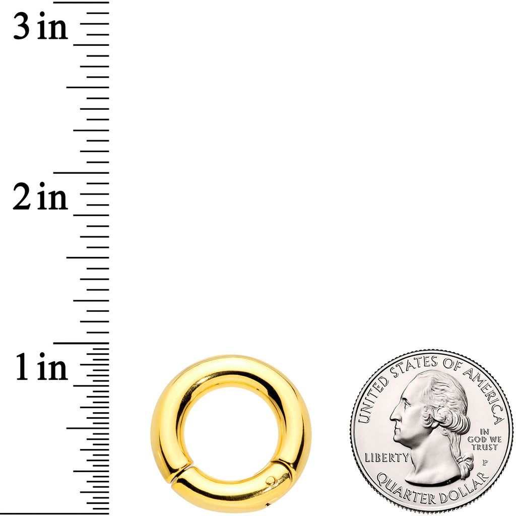 4G 9/16 Gold Tone PVD Steel Hinged Segment Ring