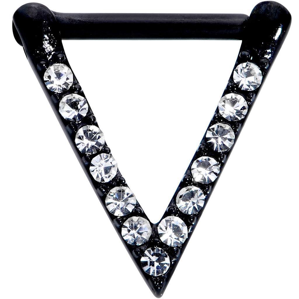 16G 5/16 Clear CZ Gem Black Sleek Triangle Septum Clicker