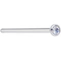 18G 3/4 Clear CZ Gem Grade 23 Titanium Fishtail Nose Ring 3mm