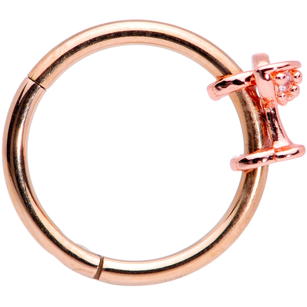 16G 3/8 Clear Gem Rose Gold Tone Cocktail New Year Septum Clicker
