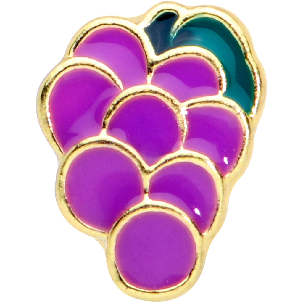 16G 1/4 Gold Tone Sweet Purple Grapes Cartilage Tragus Earring