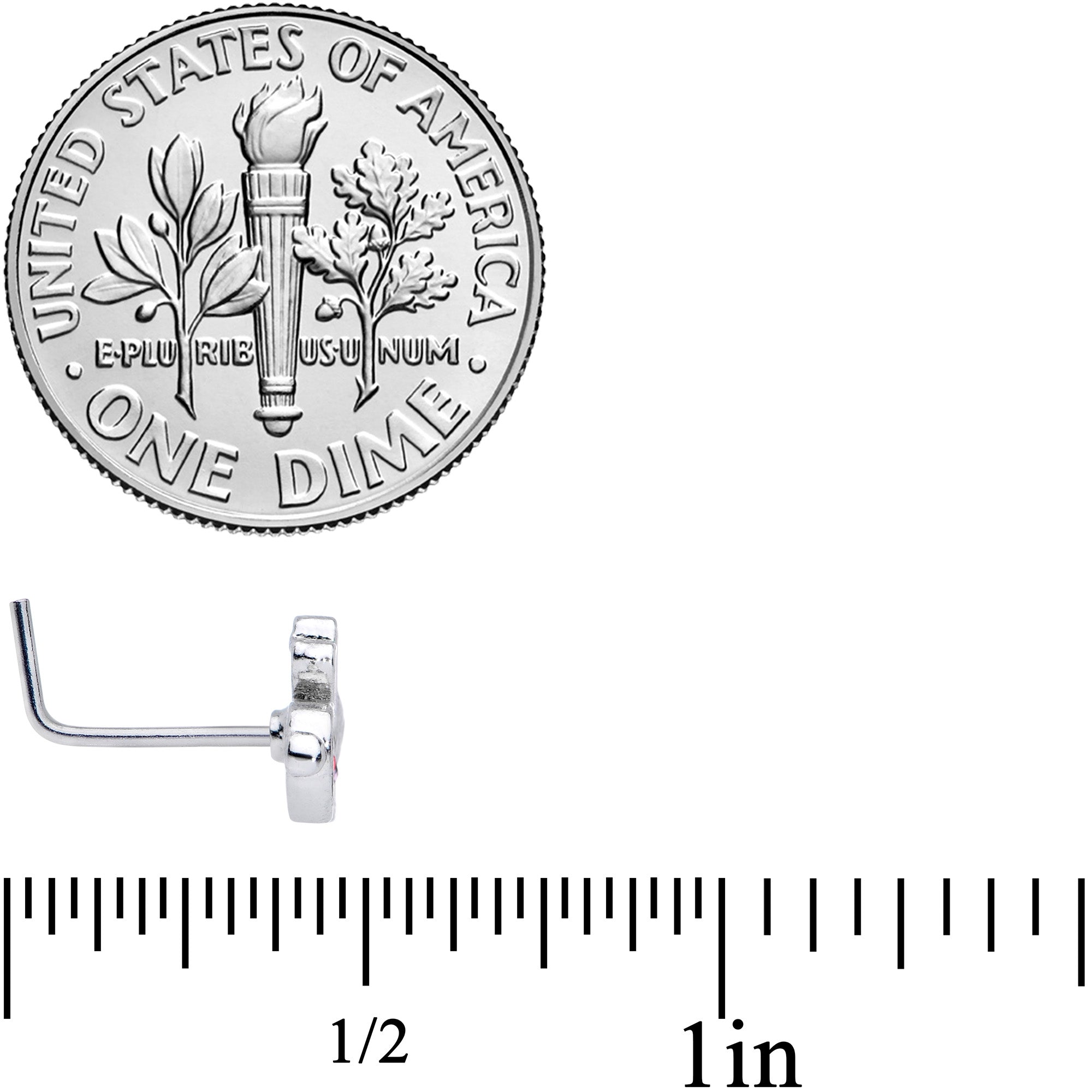 20G 7mm Red Gem Bunny Rabbit L Shaped Nose Ring