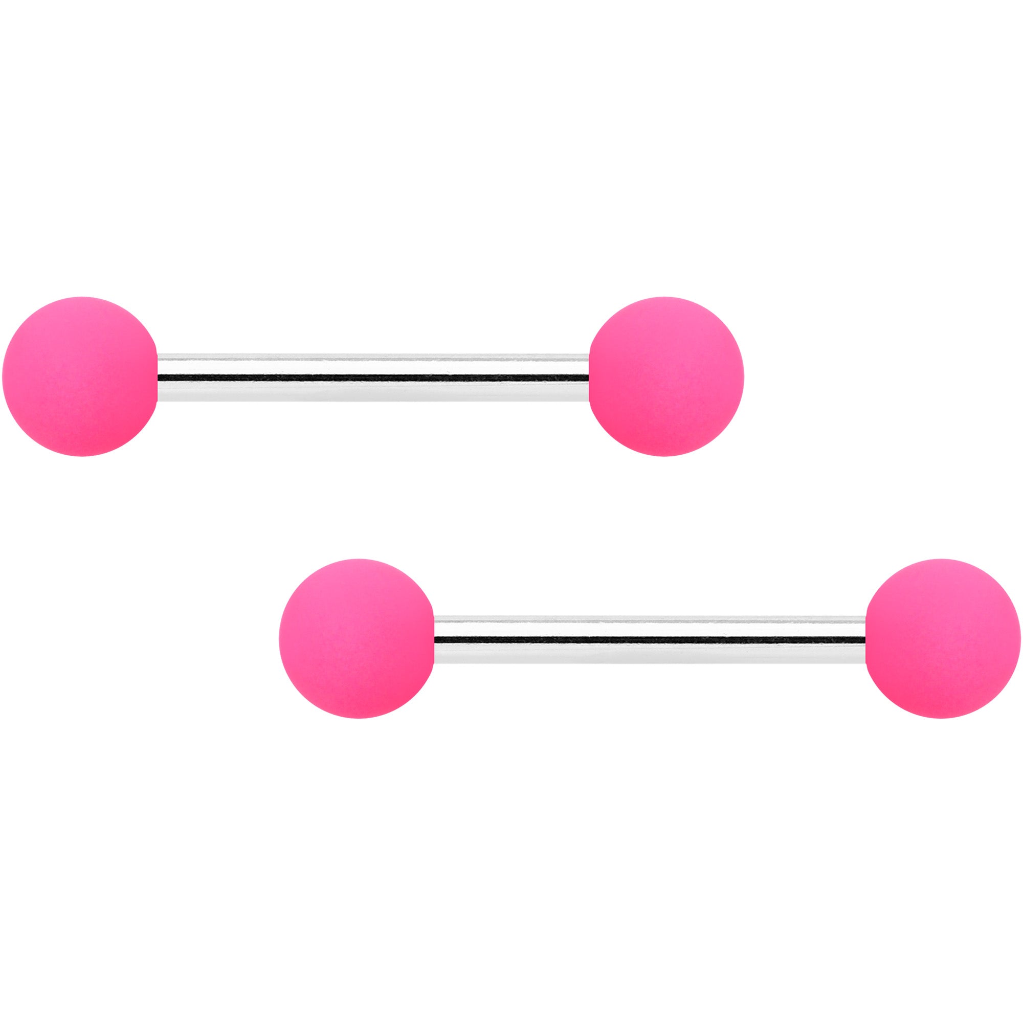 14G 9/16 Hot Pink Grey Matte Barbell Nipple Ring Set of 4