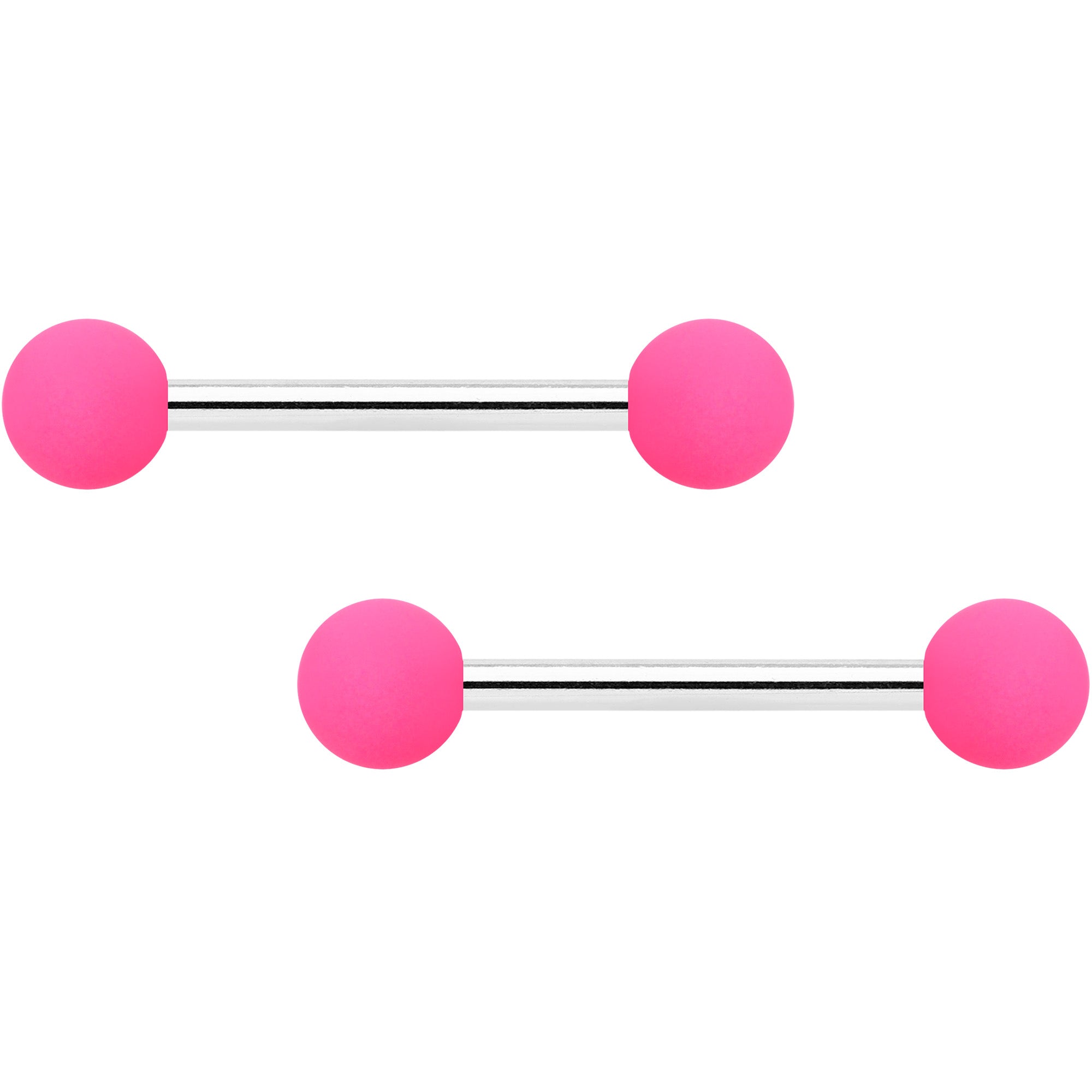 14G 9/16 Hot Pink Matte Barbell Nipple Ring Set