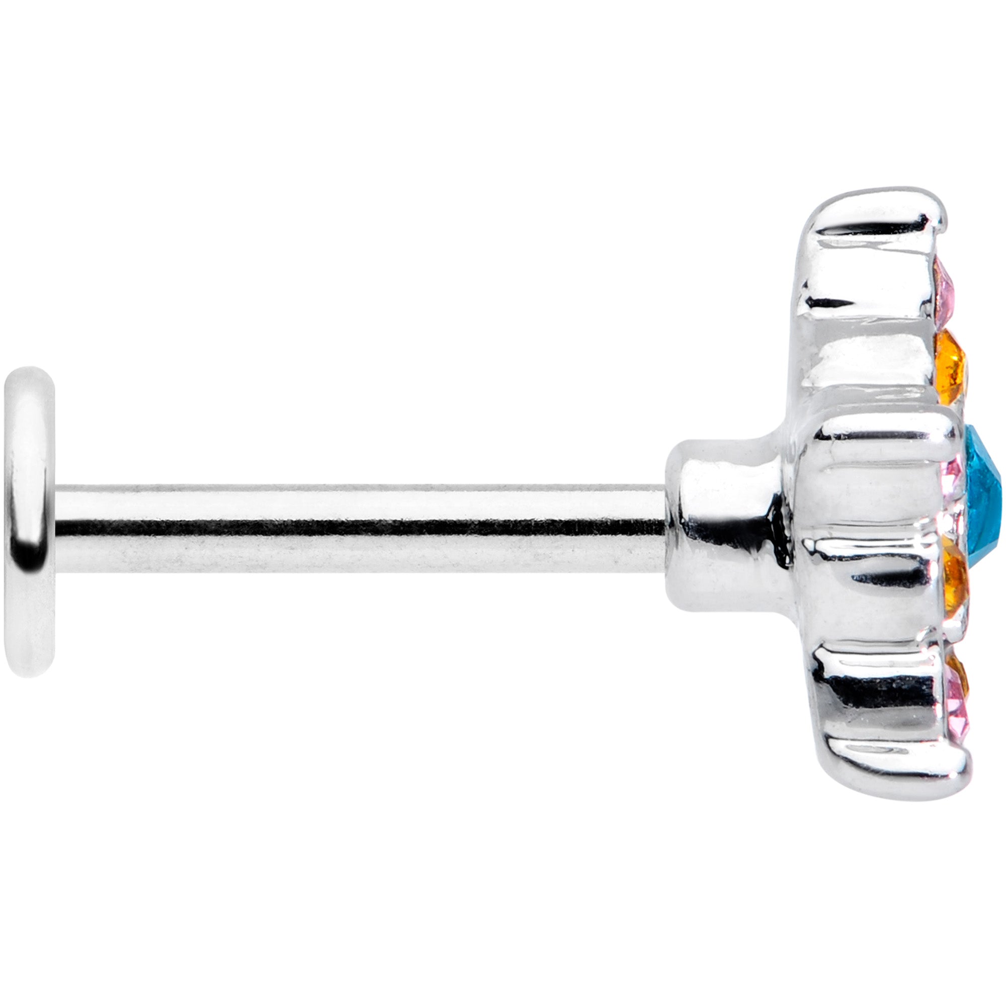 16G 3/8 Pink Yellow Blue Gem Showy Star Labret Monroe Tragus
