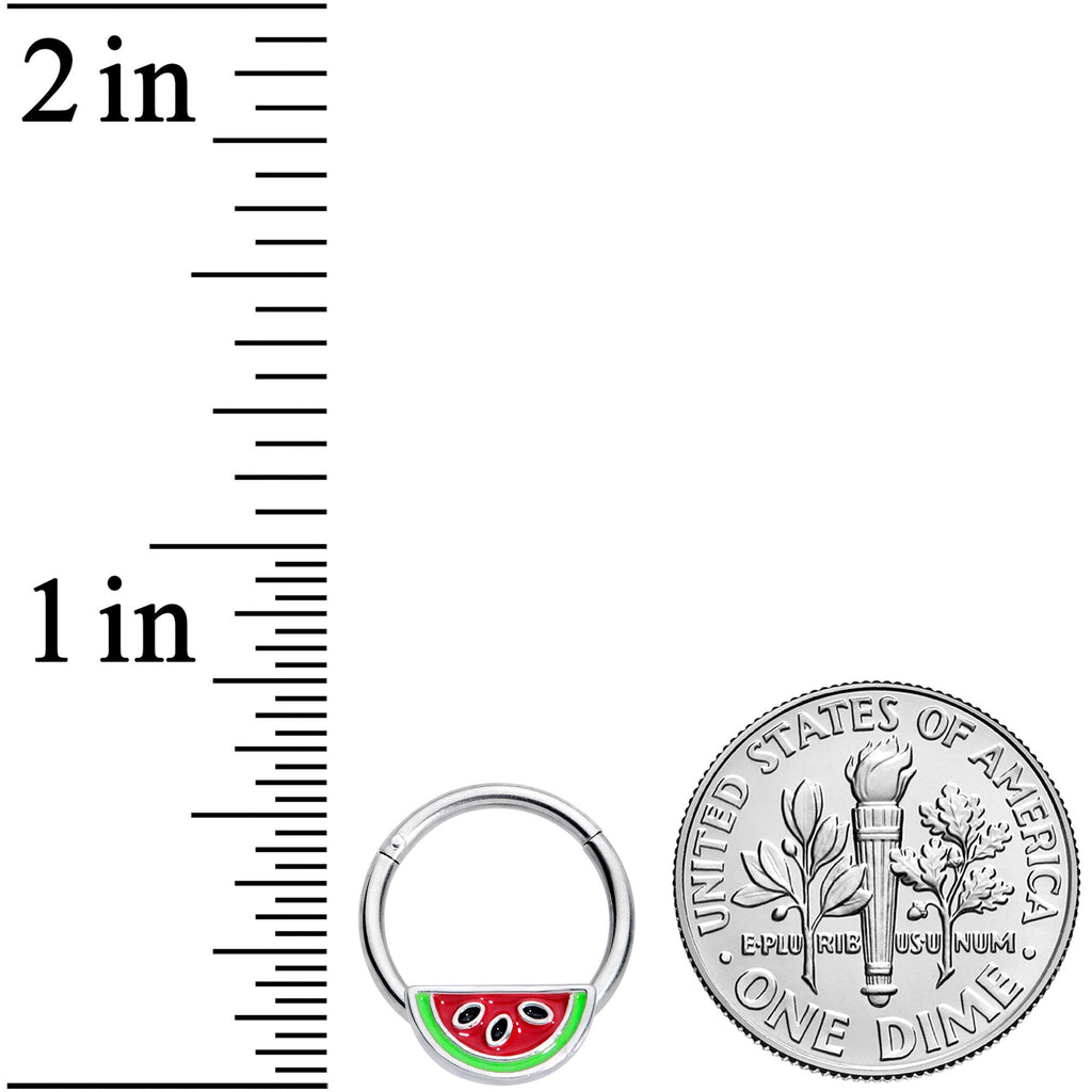 16G 3/8  Red Green Juicy Watermelon Fruit Hinged Segment Ring